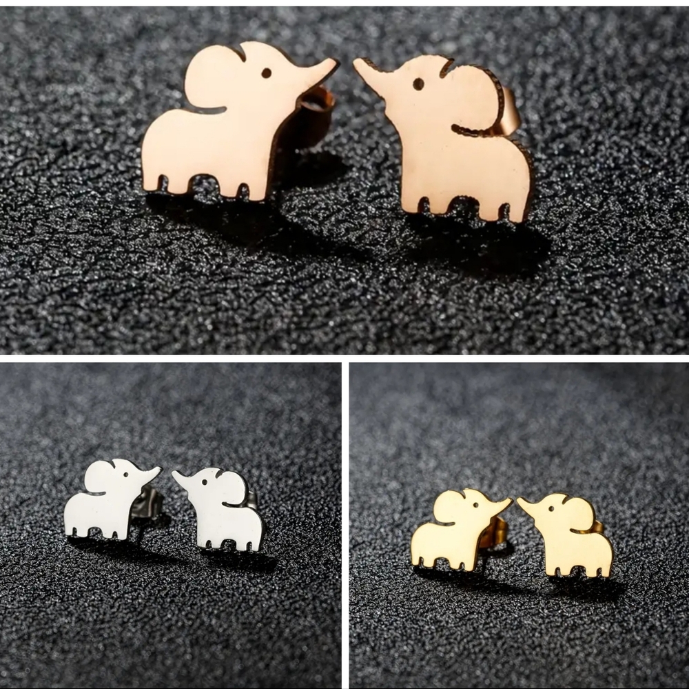 4 for $24 | Elephant Stainless Steel Stud Earrings